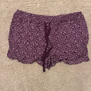 Purple Floral Shorts